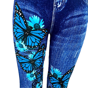 Butterfly 🦋 Blue Jean Pattern Leggings